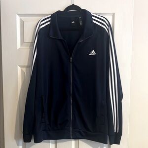 Adidas Blue and White Windbreaker Jacket